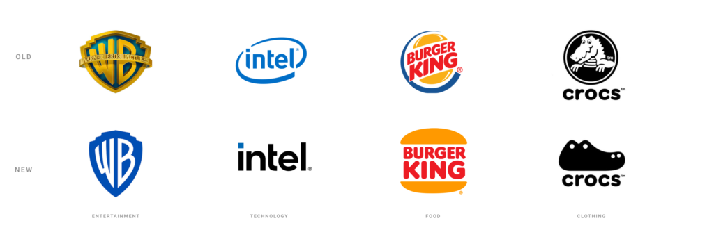 simplificatie van logo's van verschillende grote merken